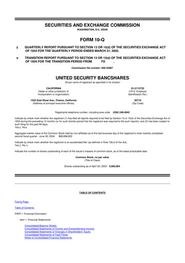 Thumbnail United Security Bancshares 10-Q Quarterly Report FY 