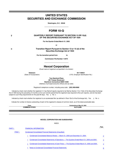Thumbnail Hexcel
 10-Q Quarterly Report FY 