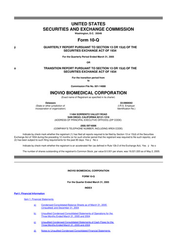 Miniature Inovio Pharmaceuticals 10-Q Rapport trimestriel  