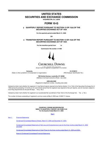 Thumbnail Churchill Downs 10-Q Quarterly Report FY 
