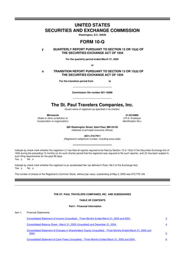 Thumbnail The Travelers Companies 10-Q Quarterly Report FY 