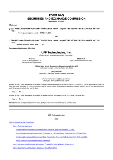 Vorschaubild UFP Technologies
 10-Q Quartalsbericht  