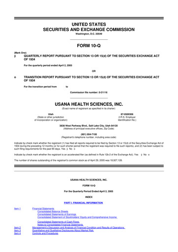 Thumbnail USANA 10-Q Quarterly Report FY 
