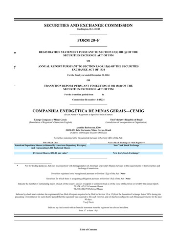 Thumbnail Cemig 20-F Annual Report 