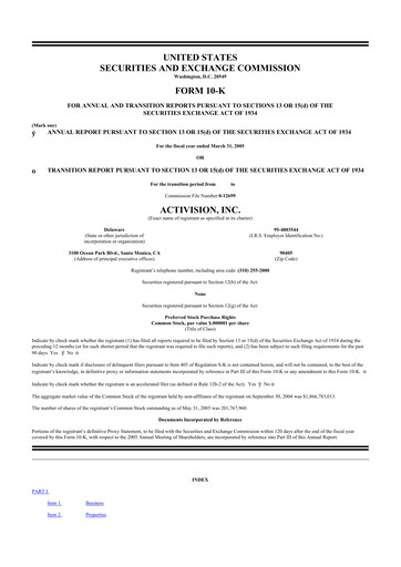 Thumbnail Activision Blizzard 10-K Annual Report 