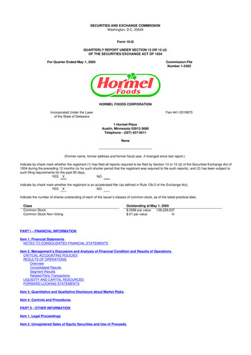 Thumbnail Hormel Foods 10-Q Quarterly Report FY 