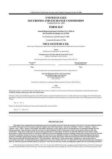 Thumbnail NICE 20-F Annual Report 