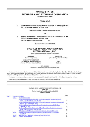 Vorschaubild Charles River Laboratories
 10-Q Quartalsbericht  