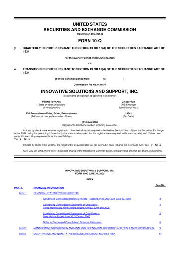 Miniature Innovative Solutions and Support 10-Q Rapport trimestriel  