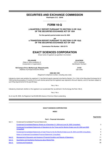 Vorschaubild Exact Sciences 10-Q Quartalsbericht  