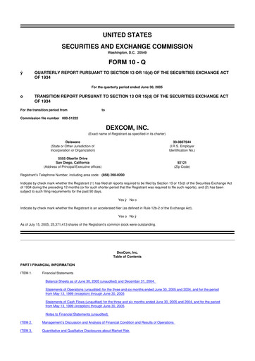 Thumbnail DexCom 10-Q Quarterly Report FY 