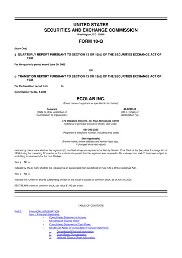 Thumbnail Ecolab 10-Q Quarterly Report FY 