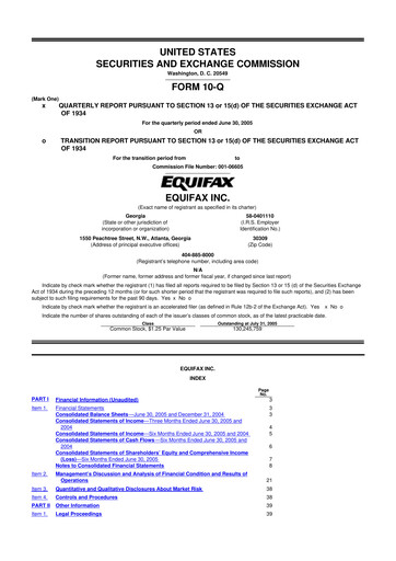 Vorschaubild Equifax 10-Q Quartalsbericht  