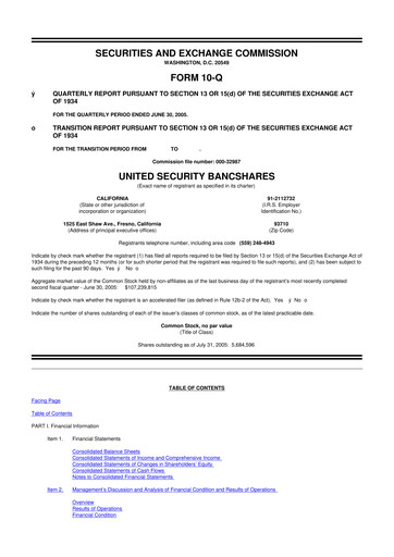 Thumbnail United Security Bancshares 10-Q Quarterly Report FY 