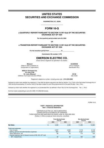 Thumbnail Emerson 10-Q Quarterly Report FY 