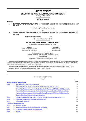 Thumbnail Iron Mountain 10-Q Quarterly Report FY 