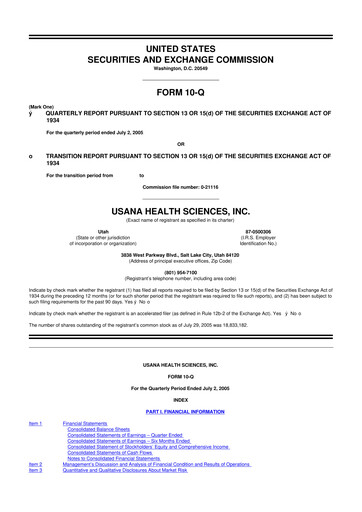 Thumbnail USANA 10-Q Quarterly Report FY 