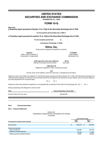 Thumbnail Xilinx 10-Q Quarterly Report FY 