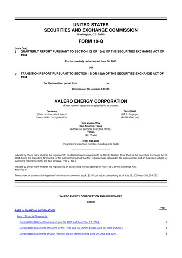 Thumbnail Valero Energy 10-Q Quarterly Report FY 