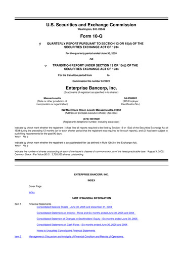 Thumbnail Enterprise Bancorp 10-Q Quarterly Report FY 