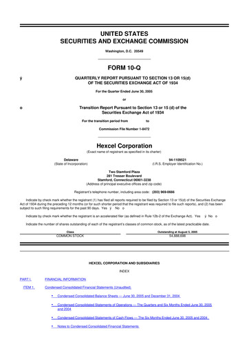 Thumbnail Hexcel
 10-Q Quarterly Report FY 