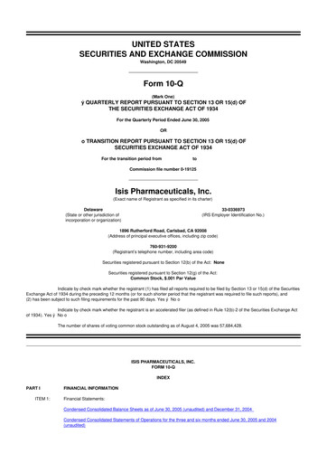 Thumbnail Ionis Pharmaceuticals
 10-Q Quarterly Report FY 