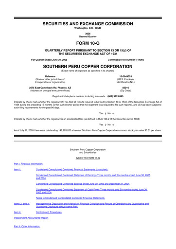 Thumbnail Southern Copper 10-Q Quarterly Report FY 