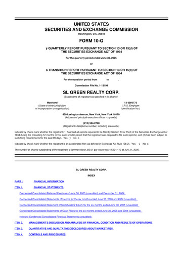 Thumbnail SL Green Realty
 10-Q Quarterly Report FY 