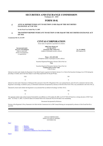 Thumbnail Cintas 10-K Annual Report 