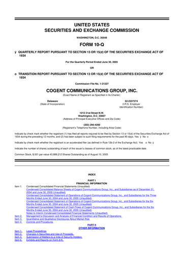 Thumbnail Cogent Communications
 10-Q Quarterly Report FY 