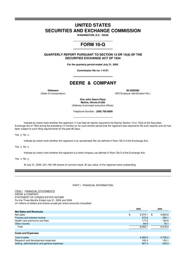 Thumbnail Deere & Company (John Deere) 10-Q Quarterly Report FY 