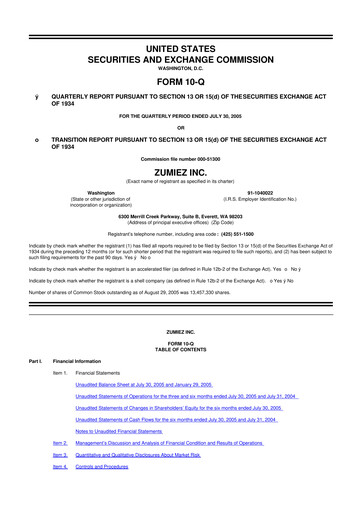 Thumbnail Zumiez 10-Q Quarterly Report FY 