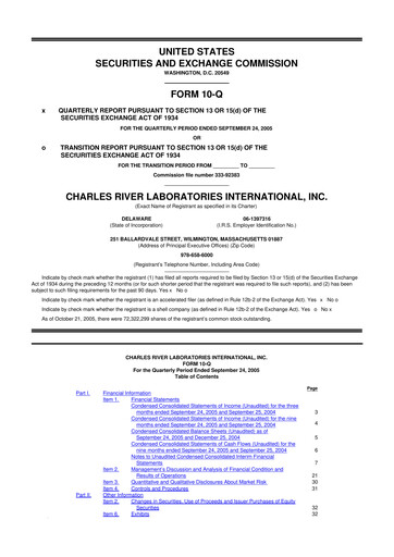 Vorschaubild Charles River Laboratories
 10-Q Quartalsbericht  