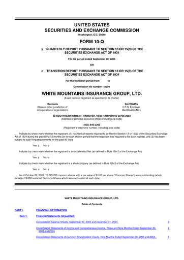 Vorschaubild White Mountains Insurance Group 10-Q Quartalsbericht  