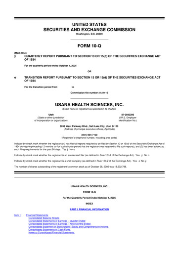 Thumbnail USANA 10-Q Quarterly Report FY 