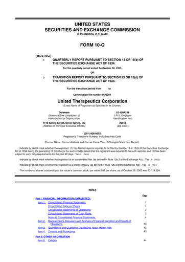 Thumbnail United Therapeutics 10-Q Quarterly Report FY 