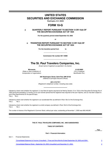 Thumbnail The Travelers Companies 10-Q Quarterly Report FY 