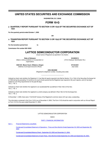 Vorschaubild Lattice Semiconductor 10-Q Quartalsbericht  