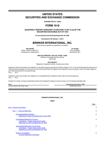Thumbnail Brinker International
 10-Q Quarterly Report FY 