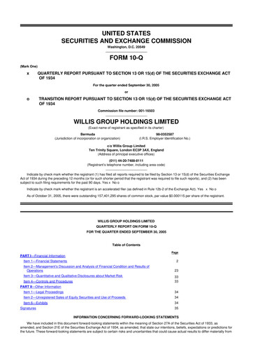 Thumbnail Willis Towers Watson  10-Q Quarterly Report FY 