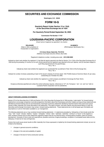 Thumbnail Louisiana-Pacific
 10-Q Quarterly Report FY 