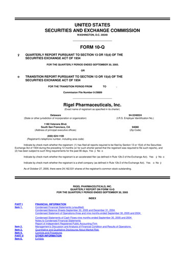 Thumbnail Rigel Pharmaceuticals 10-Q Quarterly Report FY 