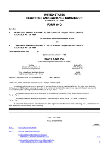 Thumbnail Mondelez International 10-Q Quarterly Report FY 