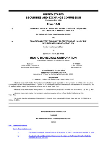 Miniature Inovio Pharmaceuticals 10-Q Rapport trimestriel  