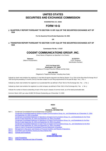 Thumbnail Cogent Communications
 10-Q Quarterly Report FY 