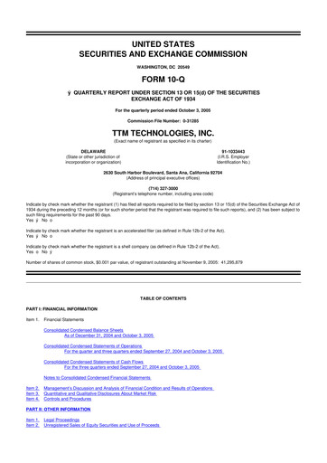 Thumbnail TTM Technologies
 10-Q Quarterly Report FY 