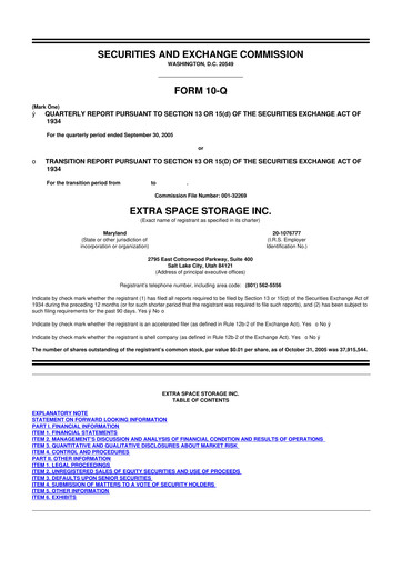 Vorschaubild Extra Space Storage
 10-Q Quartalsbericht  