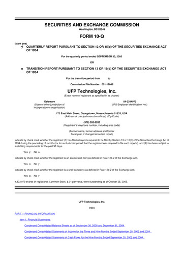 Vorschaubild UFP Technologies
 10-Q Quartalsbericht  