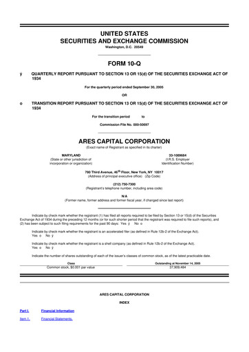 Thumbnail Ares Capital
 10-Q Quarterly Report FY 