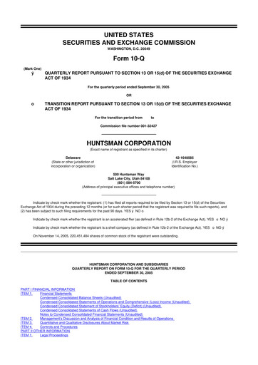 Thumbnail Huntsman Corporation
 10-Q Quarterly Report FY 